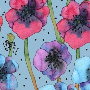 Anemones on blue