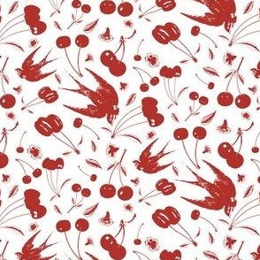 Swallow & Cherries (FABRIC SCALE)