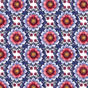 Floral Mexican Tile Pattern in Purple and Blue Geometric