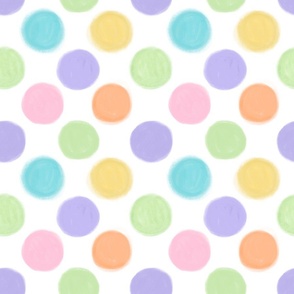 Pastel dots in blue, pink, purple, orange yellow pastels, polka dots party candy bar