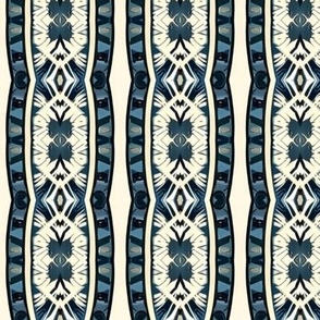 Ornate Geometric Boho Blue Stripes