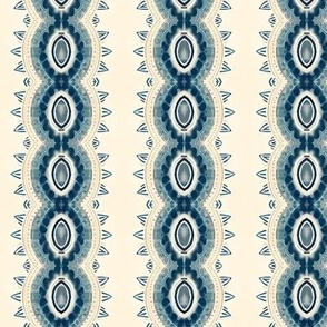 Geometric Boho Blue Curvy Stripes and Garlands
