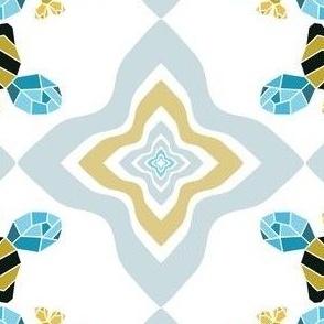 Tiled Geometric bees yellow blue