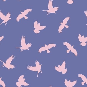 Periwinkle and Baby Pink Minimalist Bird Silhouette Pattern