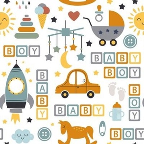 baby  icons for boy on a white background