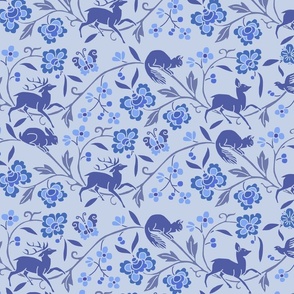 1886 Flora and Fauna Close Set Stripe in Delft Blues