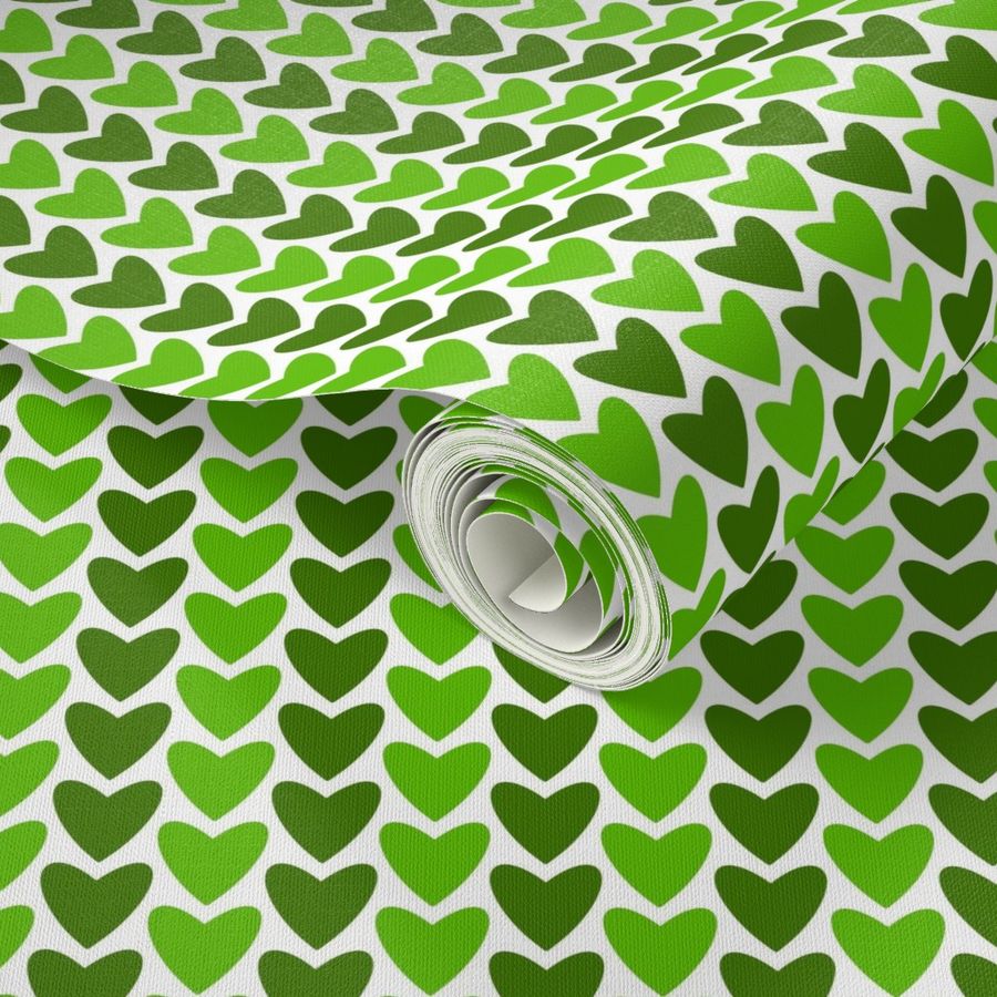 green hearts on white jumbo