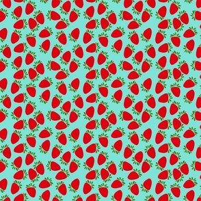 strawberries on teal tiny