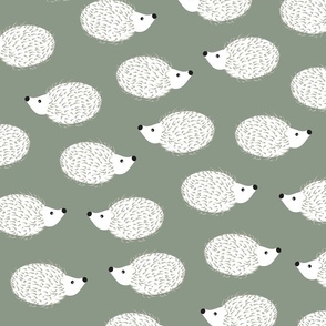 Sweet Hedgehogs - Sage Green Porcupines Wildlife Cute Animals Kids Baby Apparel Monochromatic Muted Colors