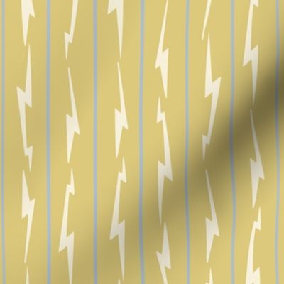 vertical stripes, ¾" wide of cream lightning with ocher & blue gray stripes