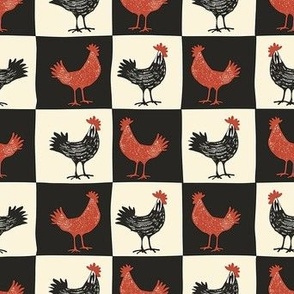 cute chicken checkerboard check print farm nature chickens