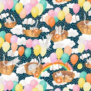 Kittens in the Clouds having the Purrrrrfect Party with Balloons // Dark // Medium