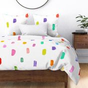 Happy paint strokes - watercolor rainbow birthday - abstract watercolour bright bold playful nursery dots colorful brush stroke wallpaper fabric