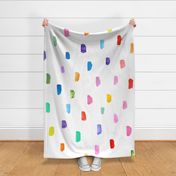 Happy paint strokes - watercolor rainbow birthday - abstract watercolour bright bold playful nursery dots colorful brush stroke wallpaper fabric