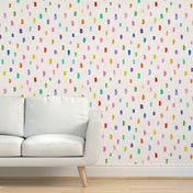 Happy paint strokes - watercolor rainbow birthday - abstract watercolour bright bold playful nursery dots colorful brush stroke wallpaper fabric