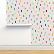 Happy paint strokes - watercolor rainbow birthday - abstract watercolour bright bold playful nursery dots colorful brush stroke wallpaper fabric