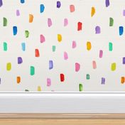 Happy paint strokes - watercolor rainbow birthday - abstract watercolour bright bold playful nursery dots colorful brush stroke wallpaper fabric