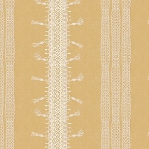 Crochet Lace and Tassels (Large) - Natural White on Honey  (TBS135)