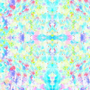 Psychedelic Tropics: Vibrant Kaleidoscope of Symmetrical Fractals for Bohemian Beachwear - Pastel Teal, Pink, Purple, Green 