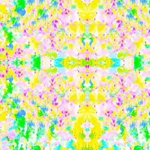 Psychedelic Tropics: Vibrant Kaleidoscope of Symmetrical Fractals for Bohemian Beachwear - Vibrant Yellow, Neon Green, Hot Pink