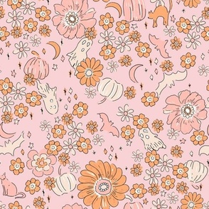 Halloween Magic Vintage Fall Floral Pink by Jac Slade