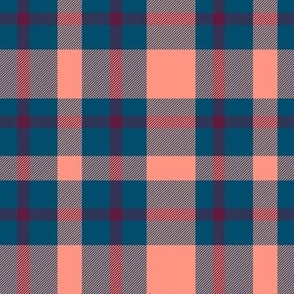 Coral Pink and Blue Tartan