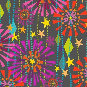 Party Pattern-Brights On Charcoal