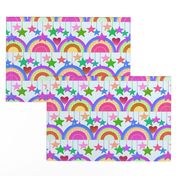 Vibrant Multicoloured Rainbow Party Design on Baby Blue 