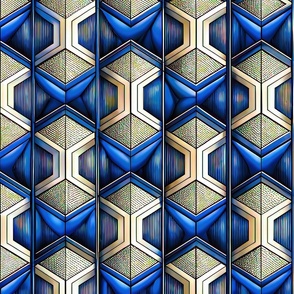 Blue silver geometric shapes L