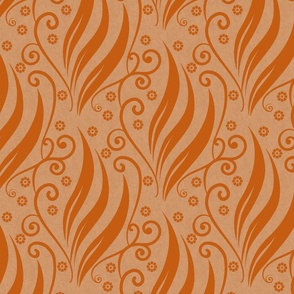 Fleur Geometric Swirl Leaf Textured Burnt Orange