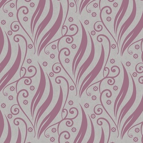 Fleur Geometric Swirl Leaf Textured Damson Gray