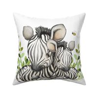 Safari Animals Zebra and Baby Nursery Bedding Pillow Bee Ladybug Greenery 