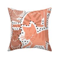 Adorable Cat Illustration Crowded Pattern Monochromatic– Big scale