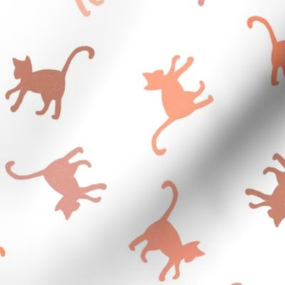 Tossed Cats Silhouettes in Brown and Orange Colors
