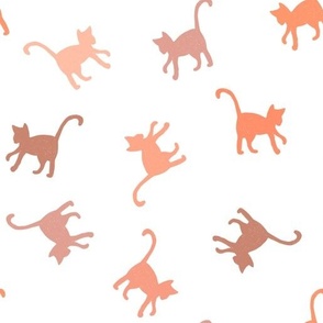 Tossed Cats Silhouettes in Brown and Orange Colors