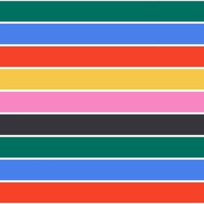 SMALL CLASSIC THIN/WIDE BRETON CANDY HORIZONTAL STRIPE-BOLD BRIGHTS-SCARLET RED-AZURE BLUE-CHARCOAL BLACK-HOT PINK-EMERALD GREEN-WHITE