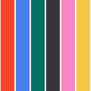 LARGE CLASSIC THIN/WIDE BRETON CANDY VERTICAL STRIPE-BOLD BRIGHTS-SCARLET RED-AZURE BLUE-CHARCOAL BLACK-HOT PINK-EMERALD GREEN-WHITE