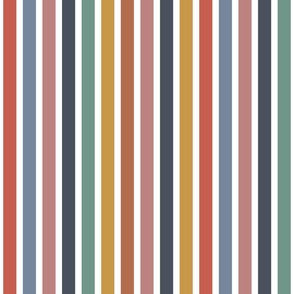 SMALL  MODERN BRETON CANDY STRIPE VERTICAL-MUTED RETRO MULTI COLOURS