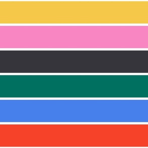 LARGE CLASSIC THIN/WIDE BRETON CANDY HORIZONTAL STRIPE-BOLD BRIGHTS-SCARLET RED-AZURE BLUE-CHARCOAL BLACK-HOT PINK-EMERALD GREEN-WHITE