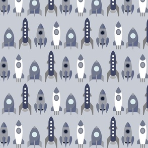 Blue and Gray Rockets on Gray