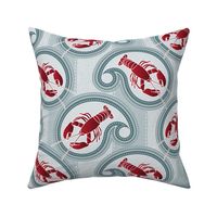 (XL) Lobster Crustacean Paisley Coastal Wave and Stripes
