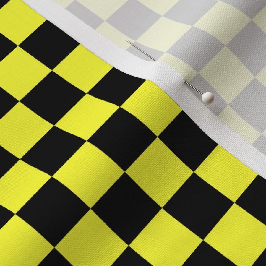 Neon Checks - Small - Classic Dark Black & Bright Lemon Yellow - Florescent Fun