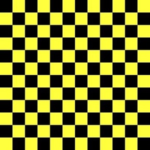 Neon Checks - Small - Classic Dark Black & Bright Lemon Yellow - Florescent Fun
