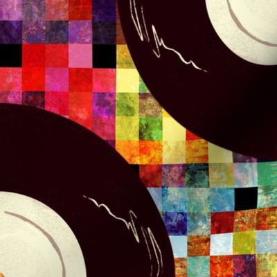 Colorful pixels bckground vinyl records-Small
