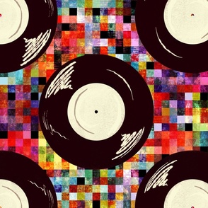 Colorful pixels bckground vinyl records-Small