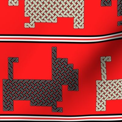 Celtic Knot Scottie Dogs Black and Wheaten on Red