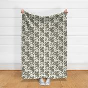 Surreal poppy flower melting wavy stripe / upholstery modern / bold wallpaper / olive green grey off white