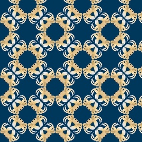 Ghost Crab Medallions - Gold on Navy Blue