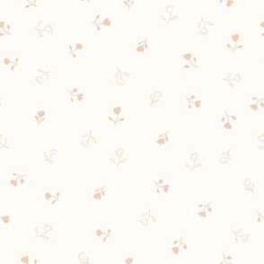 Peach Fuzz Co-ordinate white with beige dainty scattered flowers filler