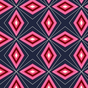 Navy and pink Art Deco geometric pattern